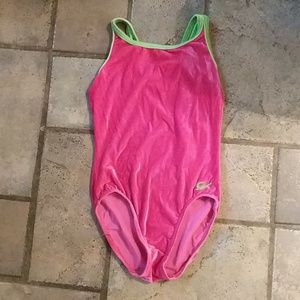 GK Adult Small pink with green leotard